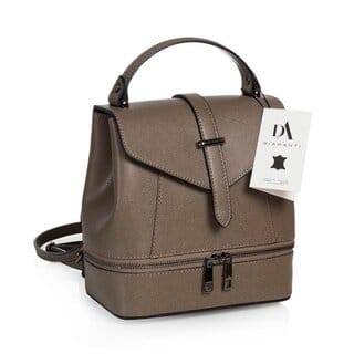 Rucsac dama din piele naturala DiAmanti Enna Taupe Scuro